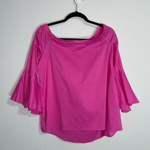 Gibson Latimer Fuchsia Bell Sleeve Blouse